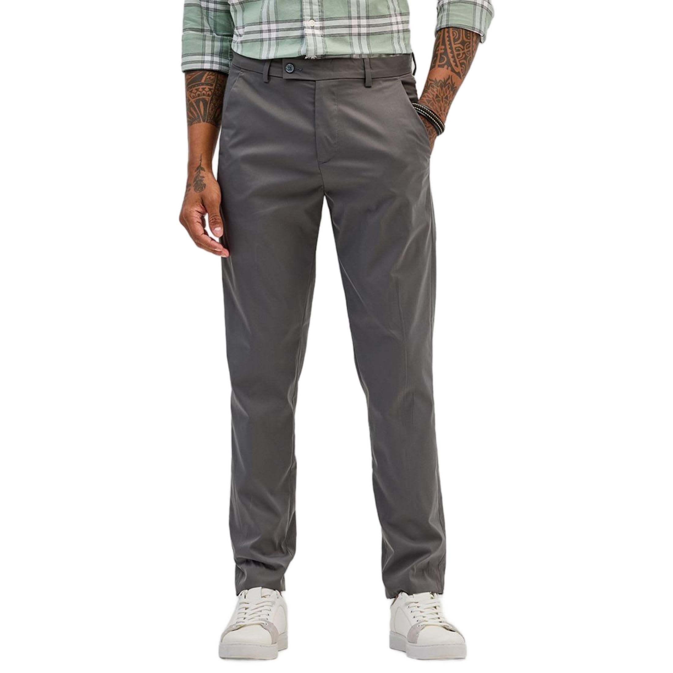 Olive Plain Slim Fit Chinos-image-25