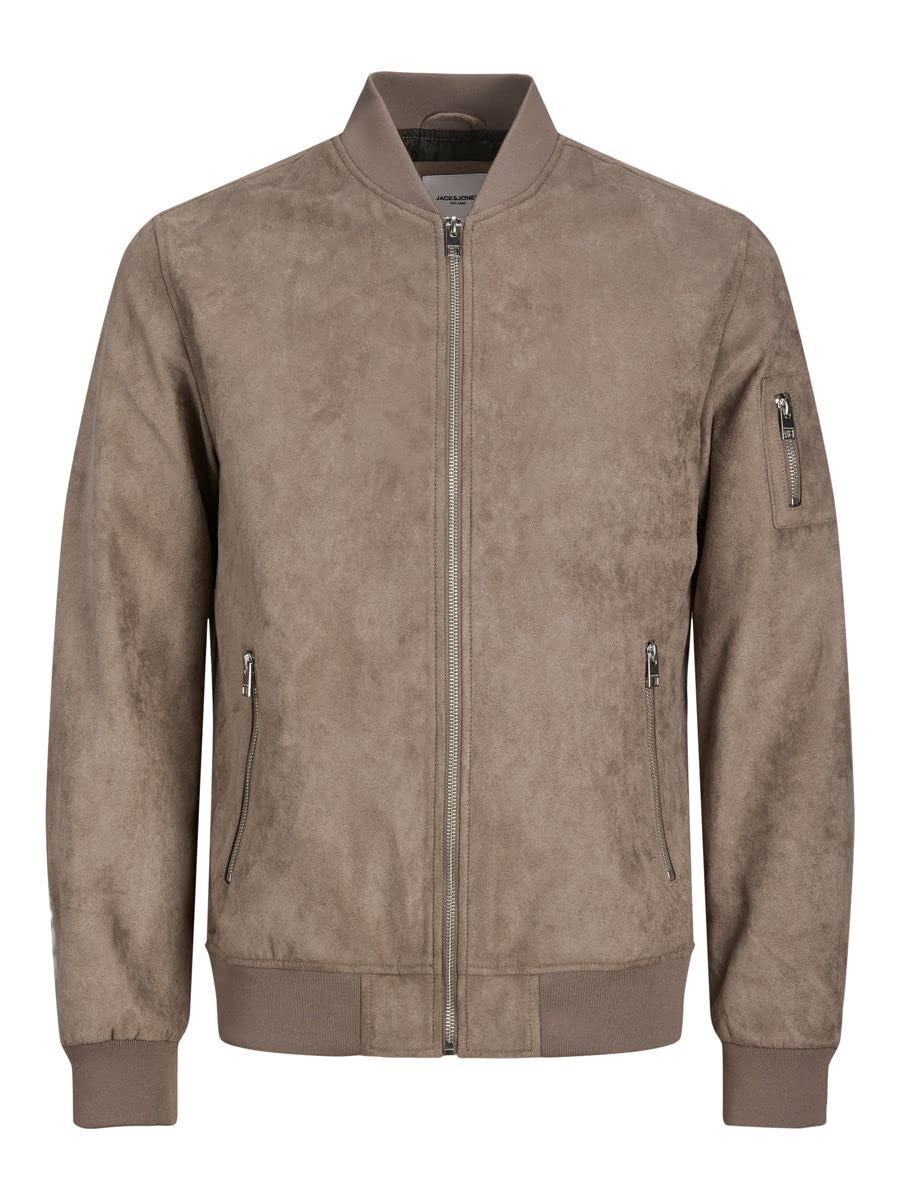 JACK & JONES Mens Faux Suede Bomber Jacket Falcon XL