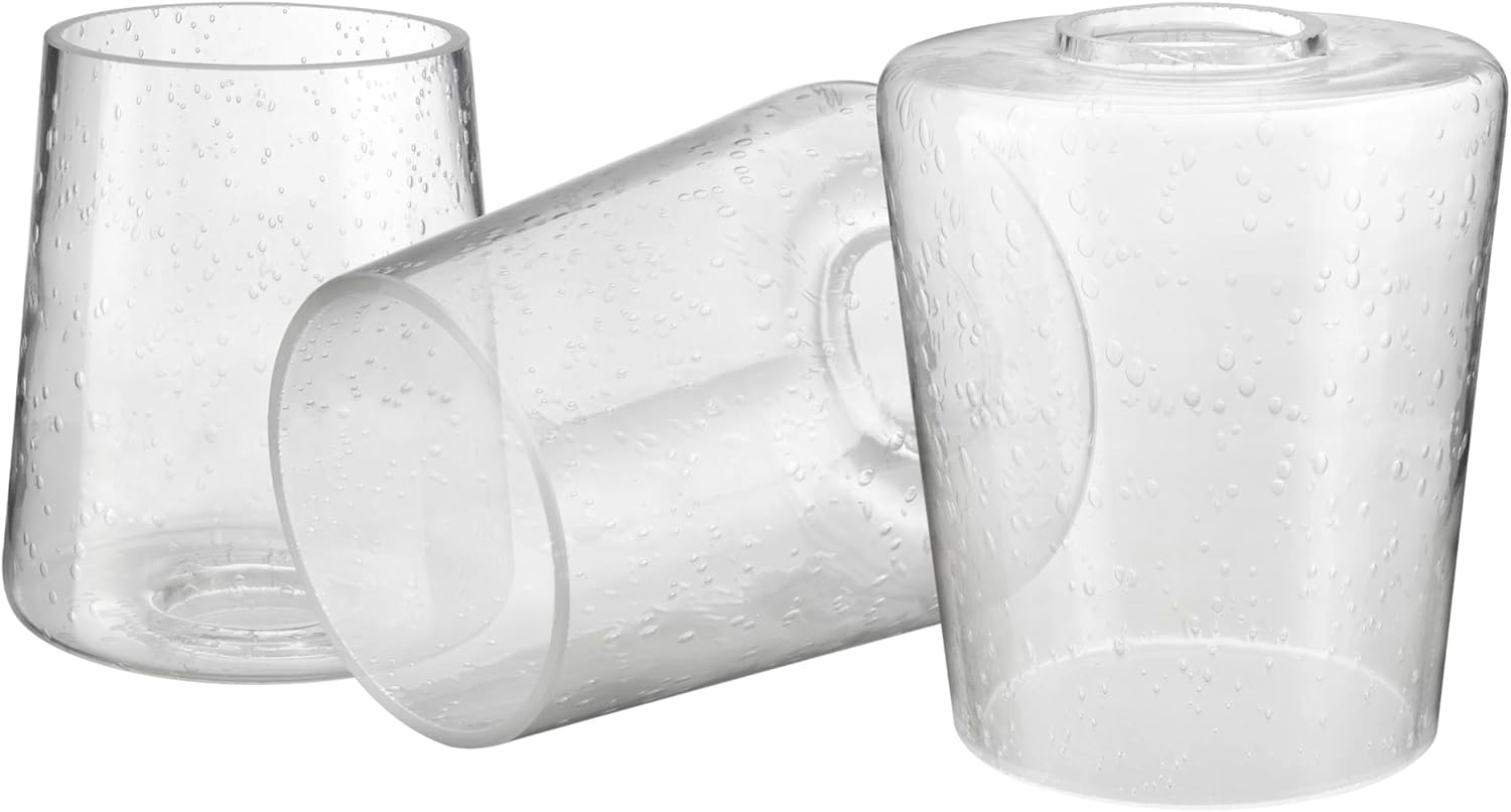 Aspen Creative 3-Pack Clear Seeded Glass Cylinder Shades, 4-3/8" D x 5-1/4" H, Modern Transparent Glass Lampshades for Chandelier, Wall Light, Vanity Light