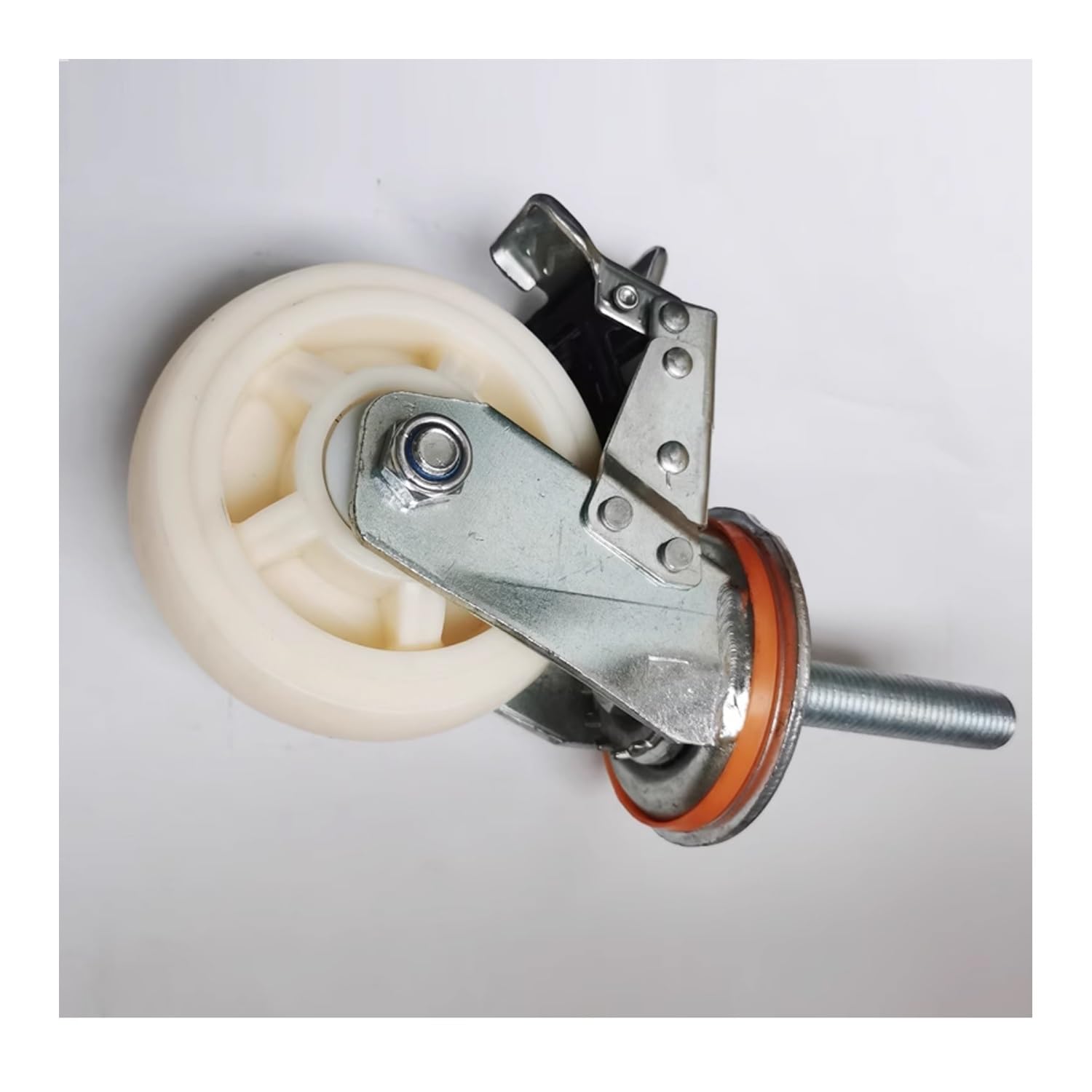 Ruote con Perno filettato M20 - Set di 4 Ruote girevoli in Nylon per impieghi gravosi da 4/5/6 Pollici con Freno per macchinari industriali e Attrezzature. Ruote con Cuscinetti Ideali per la