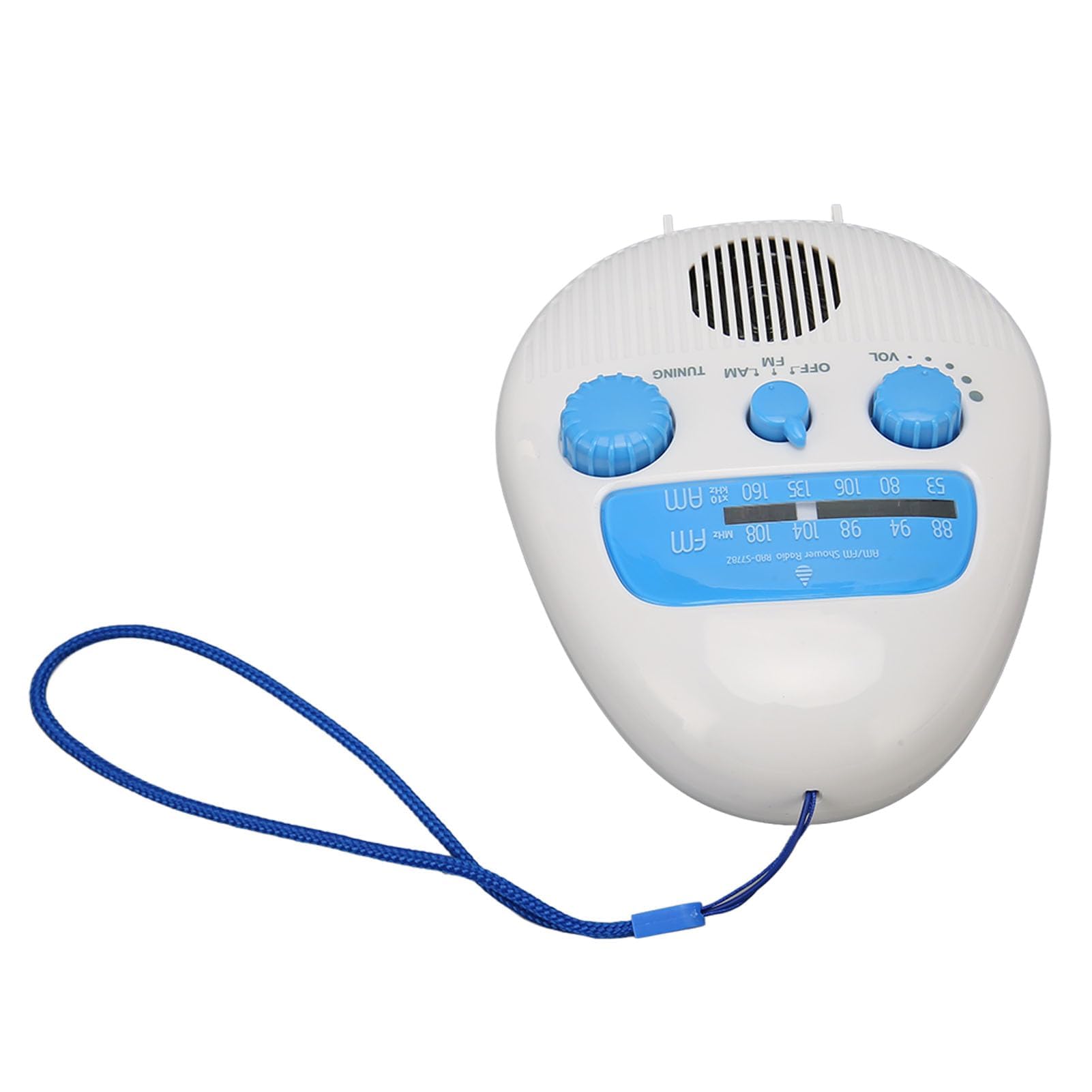 Dpofirs Radio de Douche Portable AM/FM, Radio de Douche Suspendue Étanche, Volume Réglable, Radios de Douche à Piles pour Salle de Bain, Cuisine, Extérieur