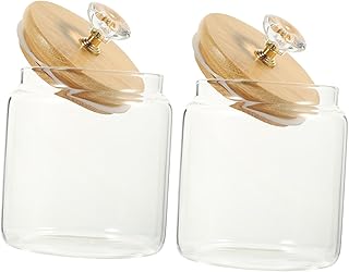 LIFKOME 2pcs Glass Jar Glass Food Canisters Home Accessory Tea Canister Containers for Food Tea Leaves Canister Clear Coffee Container Loose Tea Container Candy Storage Tank White Delicate