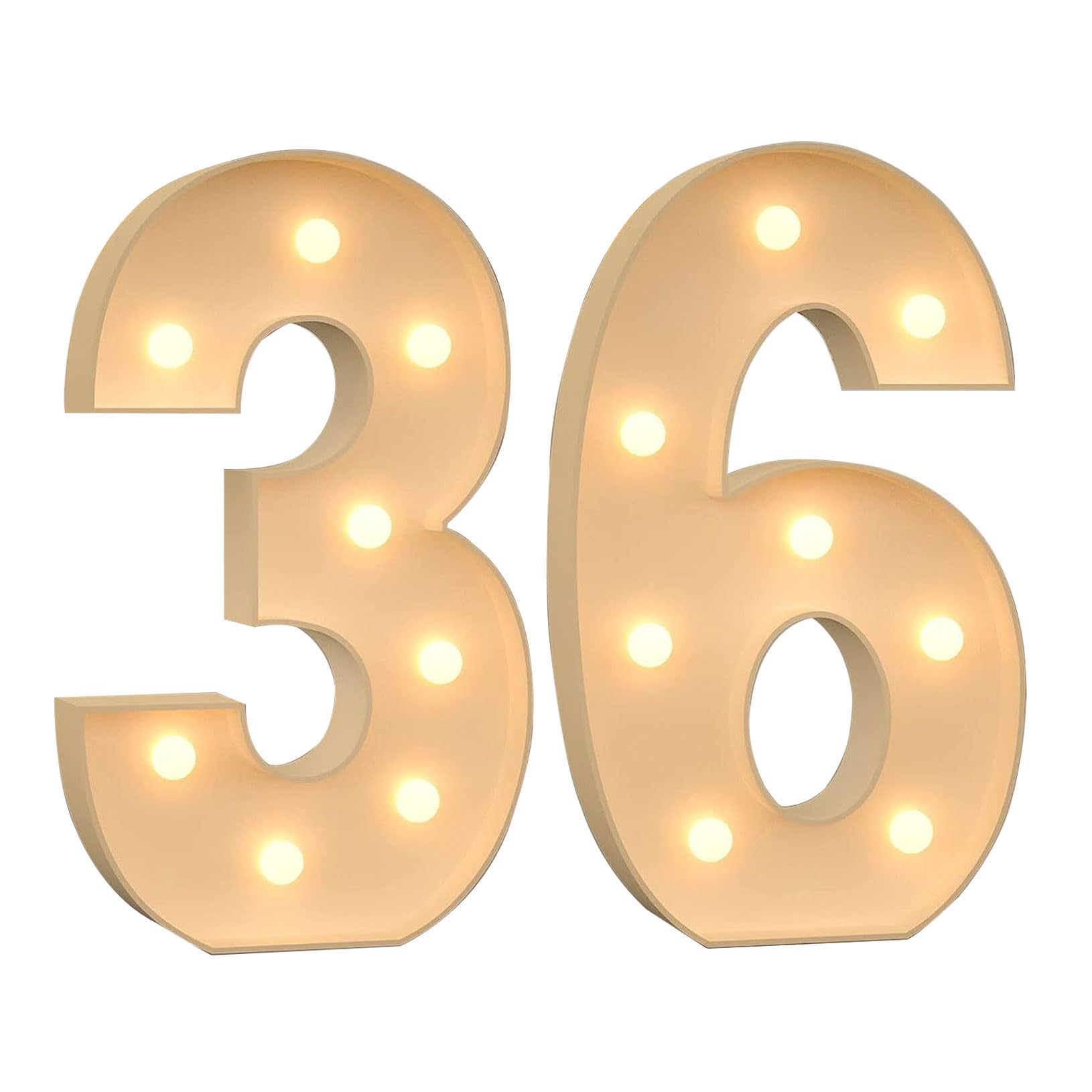 Números de 100 cm, 36 grandes iluminados para decoración, letrero iluminado de marquesina, luces LED de marquesina, juego de tablero de espuma precortado para cumpleaños, Año Nuevo, aniversario