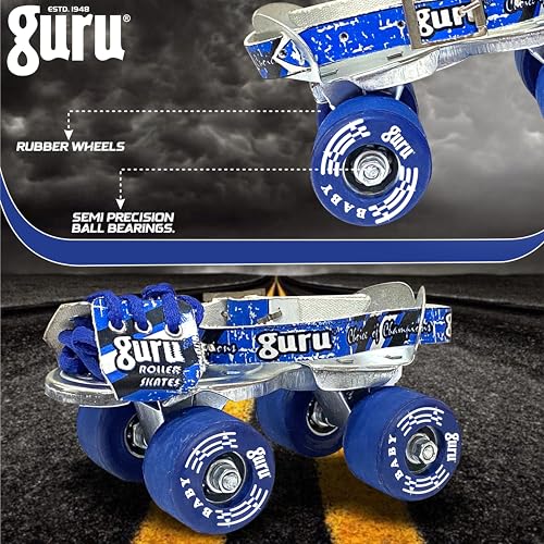 Image of GURU Baby Roller Skates for Kids, Adjustable Quad Skates in Blue
