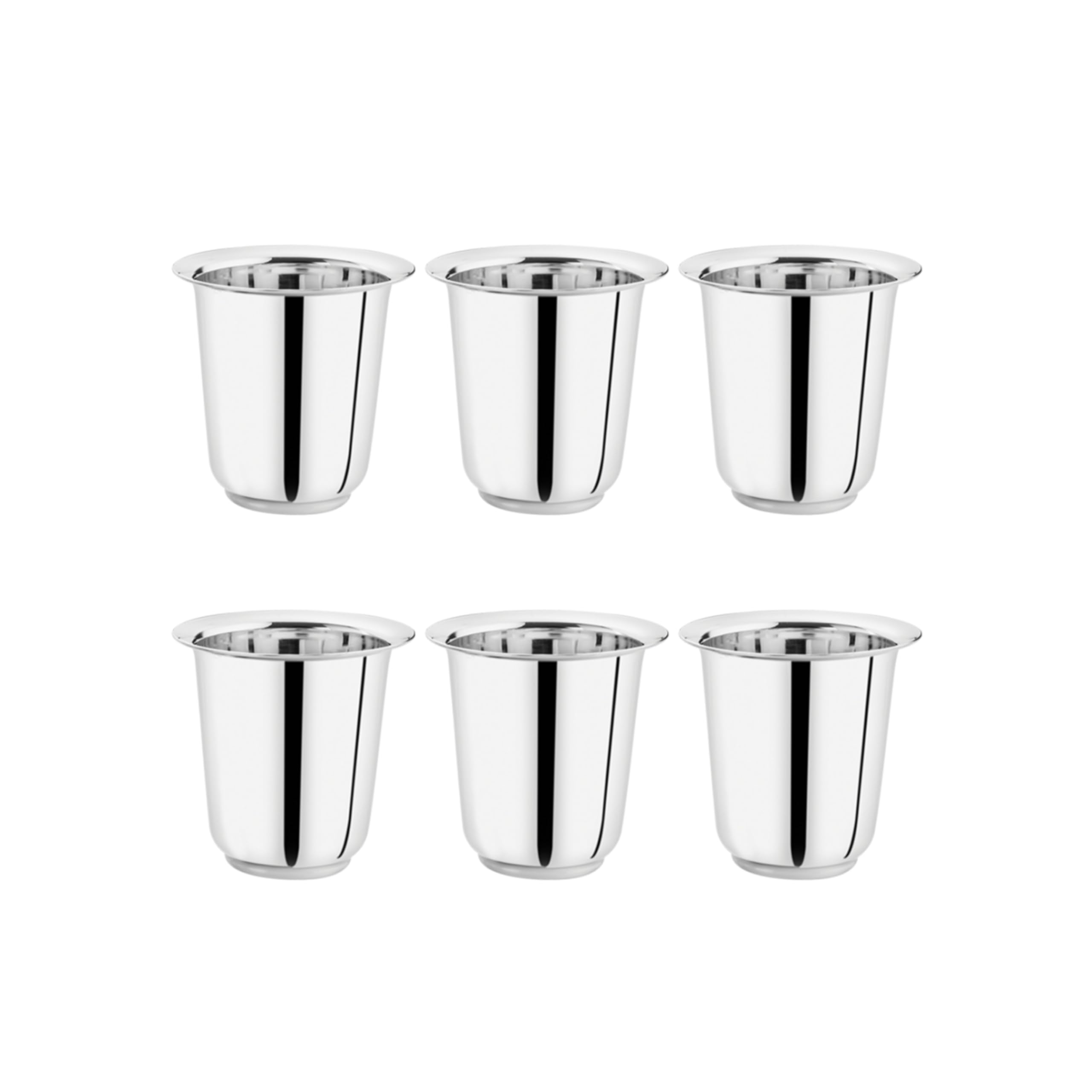 EMBASSY Stainless Steel Mayuri Glass | Capacity - 150 ml/Glass | Pack of 6 | Size - 1 |Traditional South Indian Filter Coffee Glass | Ideal for Tea & Coffee | Multipurpose Steel Glass