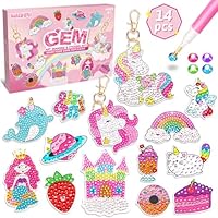 Maqhpu Stocking Fillers Kids, Diamond Art Kits, Gifts for 6 7 8 9 10 Year Old Girls, Girls Birthday Presents, 14 PCS Diamond Painting Kits, Arts and Crafts for Kids, Toys for 7-12 Year Old Girl