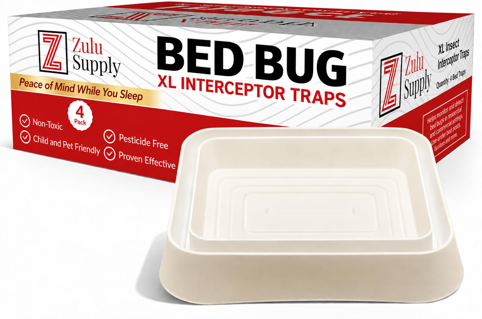 Zulu Supply XL Bed Bug Interceptors 4-Pack