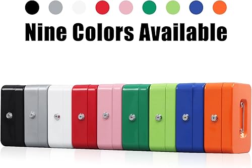 Miniatura 8 de KYODOLED Caja de dinero mediana con bandeja para dinero, pequeña caja de seguridad con llave, cajón de efectivo, 7.87 x 6.30 x 3.54 pulgadas, verde,