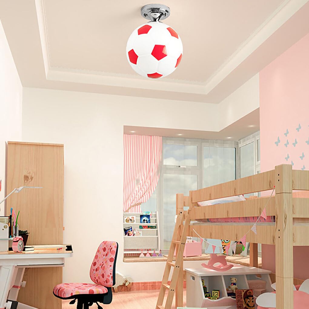 Ailan Balón de fútbol, luces LED de techo de cristal Premium para decoración creativa de dormitorio de niños, lámpara de techo para Bar y Club de fútbol, Azul