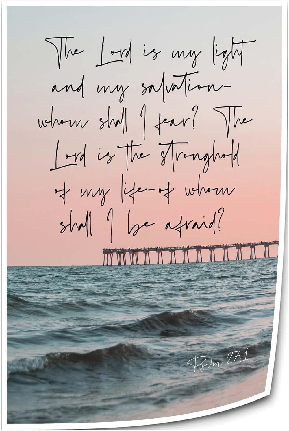 LLBOGRGGN Scripture Wall-Art Psalm 27 Christian Decor Canvas Painting for Church Office Home Wall Decor