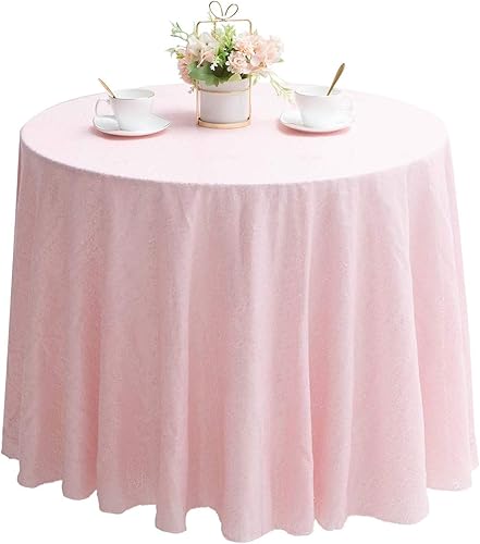Miniatura 1 de Pink Sequin Tablecloth 90" Glitter Metallic Table Cover Round Sparkle Tablecloth for Easter Birthday Christmas Parties Showers Weddings