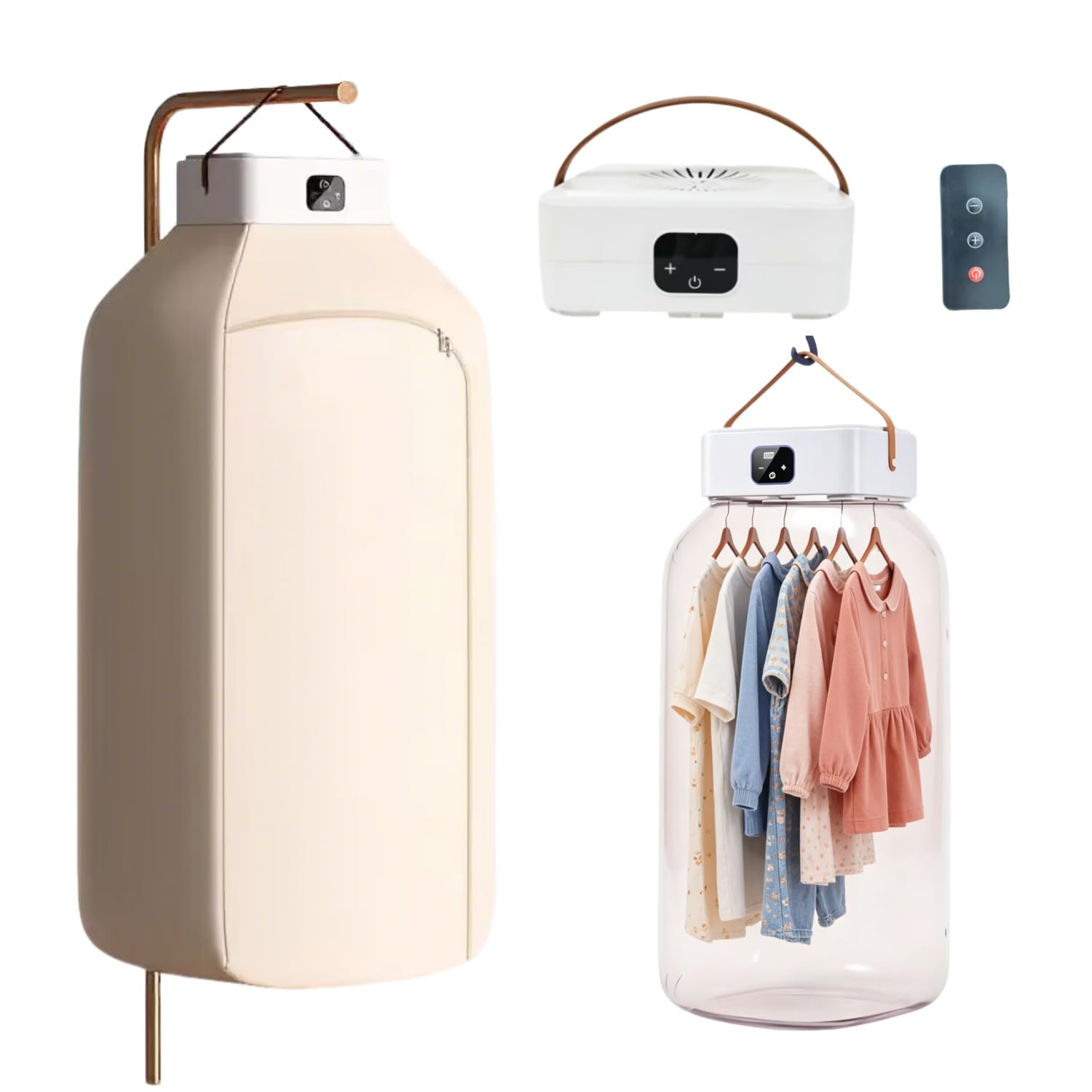Hooha Elektrisch Klein Wärmepumpentrockner，Tragbarer Mini Trockner mit Timer/UV-Sterilisation/Auto Abschaltung，um die Gesundheit des Babys zu schützen，Leise,Geeignet für alle Familien mit Kindern