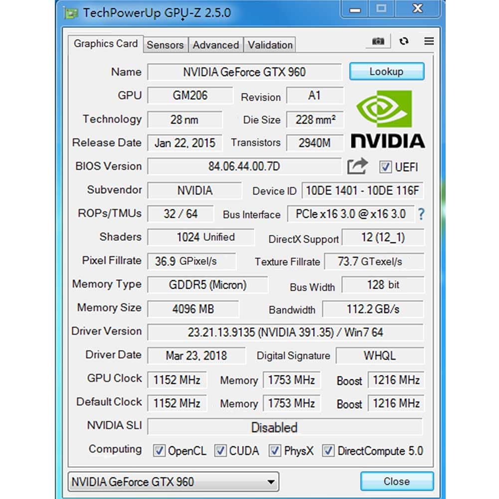 QTHREE Tarjeta gráfica GTX 960 4 GB GDDR5, 128 bits, HDMI DVI DP, tarjeta gráfica de sobremesa para PC, PC GPU, PCI Express x16, DirectX 12, 6 pines conector de alimentación adicional