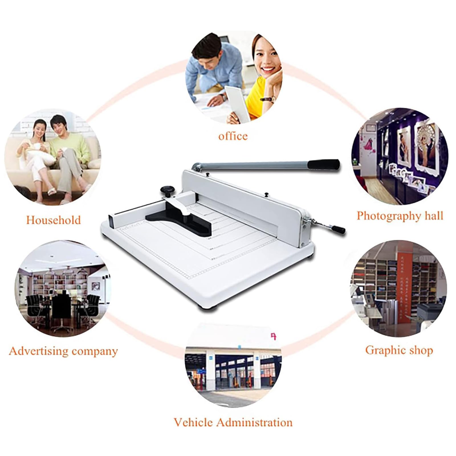 Taglierina professionale a ghigliottina, taglierina A3 con blocco di sicurezza, griglie guida di taglio, lunghezza di taglio 43 cm, base in metallo resistente, capacità di 360 fogli per scuola e