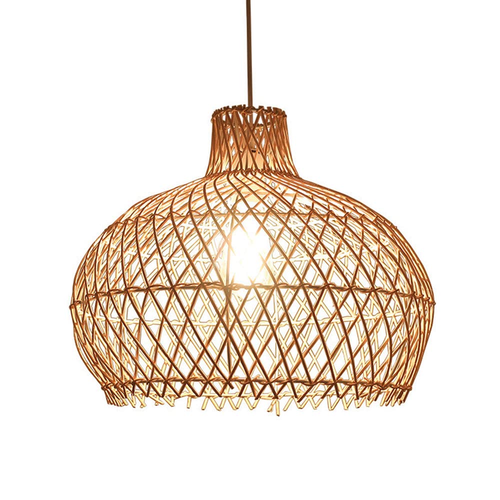 LYMSXAZOU Wicker Rattan Pendant Light Fixtures Modern Basket Ceiling Shades Weave Lamp Lantern Southeast Asia Chandelier Aisle Restaurant Creative Decoration Lamps