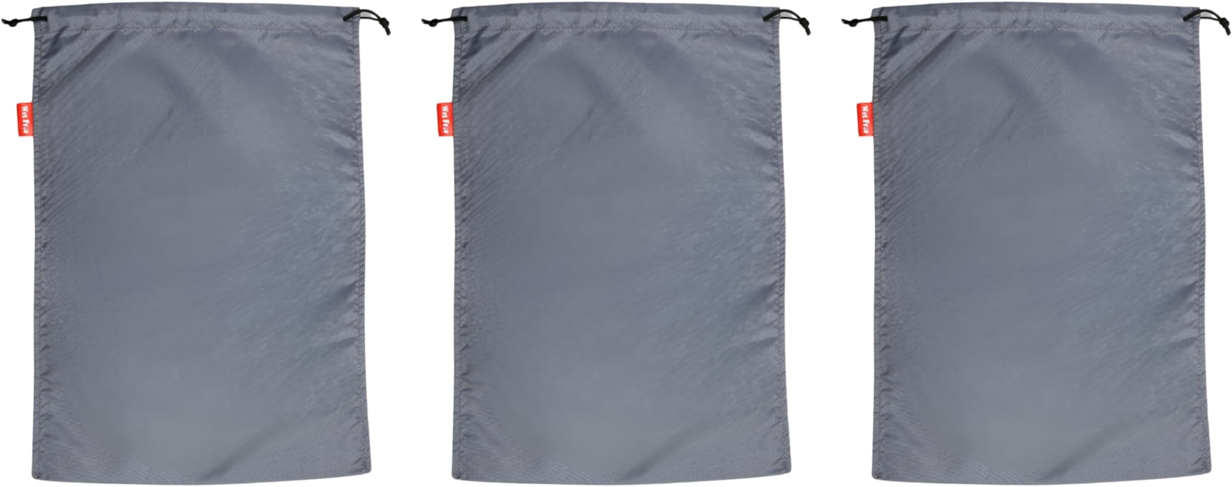 Shoe Bag with Lace Closure-Grey Waterproof Polyester Fabric, Reusable, Lightweight, Easy-to-Carry Shoe Organizer, Portable Footwear Pouch for Gym, Business & Sports (Pack of 3)