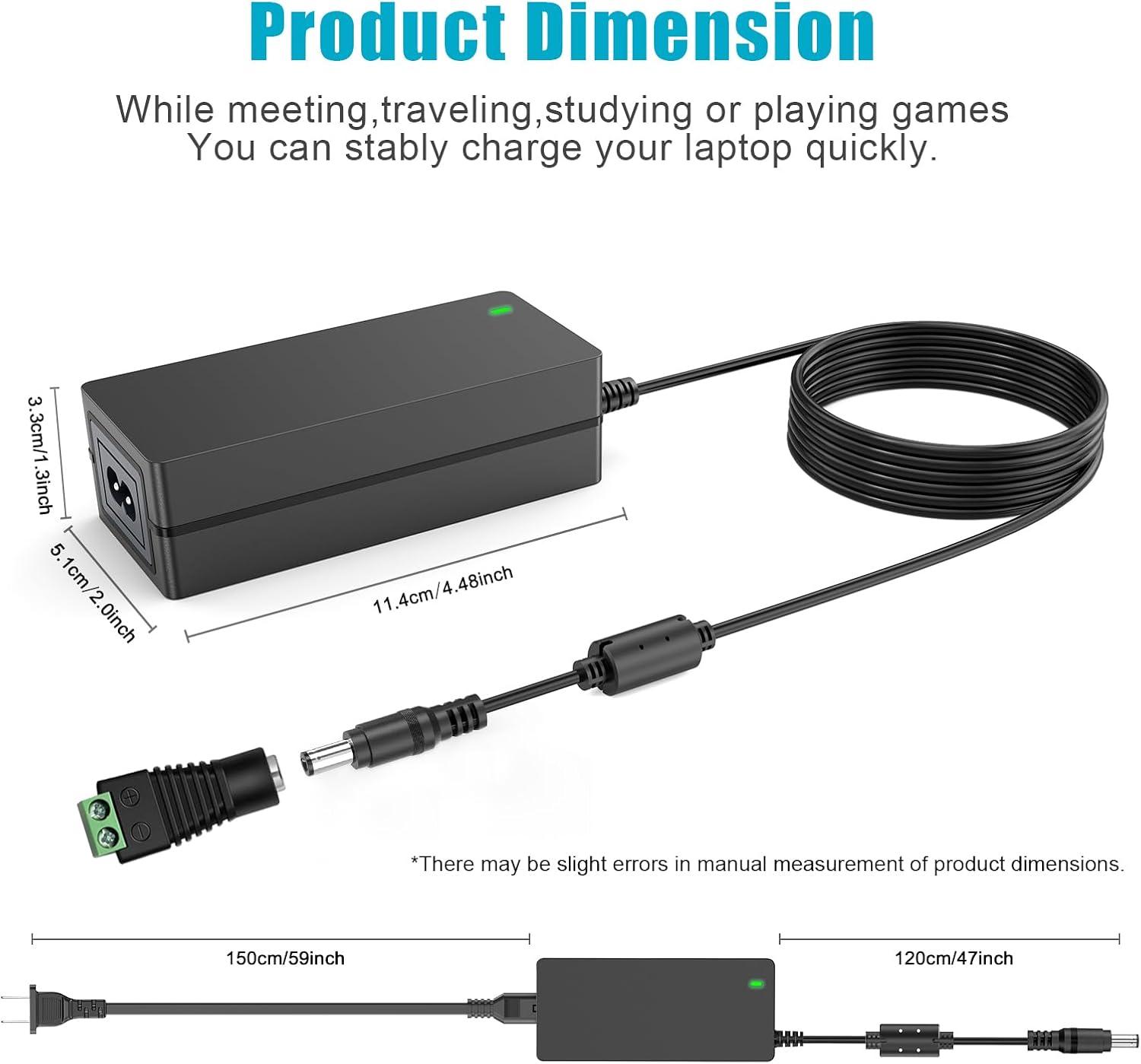 for Arcade1up Power Cord 12V 5A Power Supply Compatible with Arcade 1Up Game Machine for Neon Rope Light LED Strip Lights for Zebra Mobile Label Printer CCTV Security Camera LCD Monitor, UL-Listed - Image 7