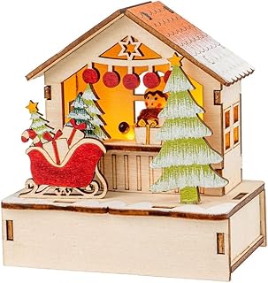 Ideen mit Herz | Maison LED | Marché de Noël | Maisons miniatures | Éclairage de Noël | Décoration de Noël | Décoration en bois | Lumière d'ambiance | Fonctionne avec piles (scène du marché de Noël 1)