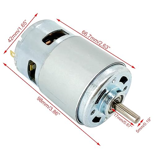 Miniatura 2 de Motor DC 775 12V-24V 6000-12000RPM 775 Motor eléctrico de doble rodamiento de bolas de alto par motor de CC de gran potencia de bajo ruido con