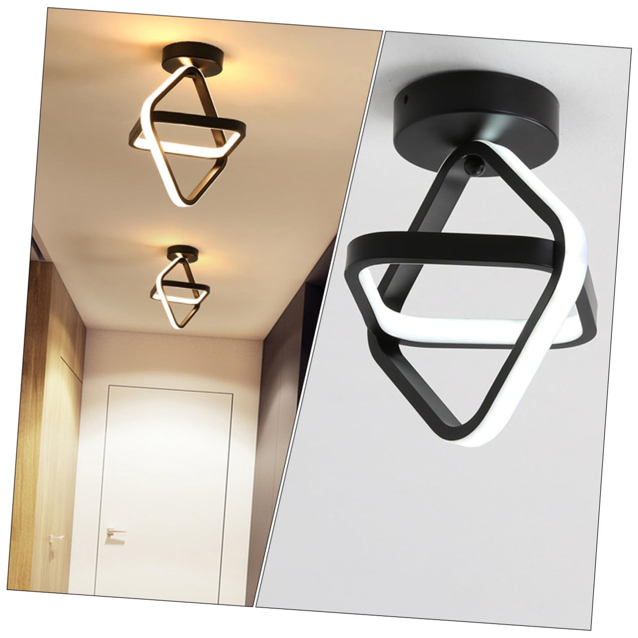Gatuida Kreative LED Deckenleuchte 6000k für Esszimmer und Veranda Quadratisch aus Acryl und Eisen Einfach zu Bedienen Praktisch 5-10㎡ Schwarz Modernes Design