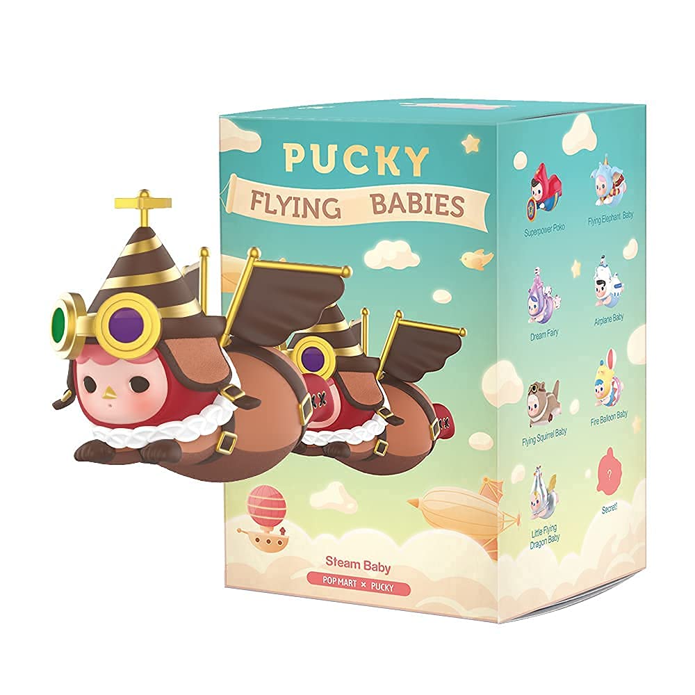 pop martPucky Flying Series-8PC Collection Art Toy Popular Collectible Cute Kawaii Toys Figures Blind Box Gift for Christmas Birthday Party Holiday