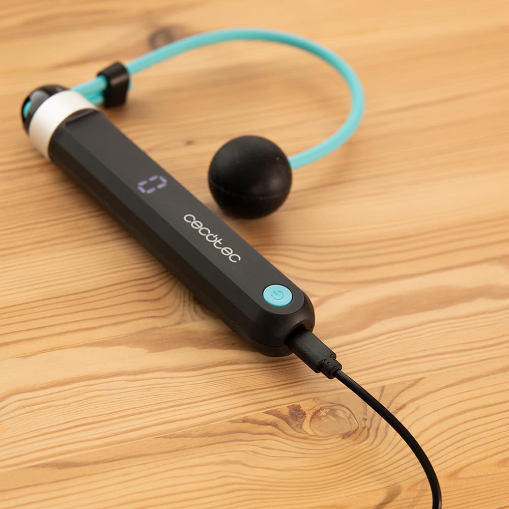 Cecotec Skakanka SmartComba 3000 Connected, regulowana 2 w 1, szybki obrót o 360º, 2 linki o długości 30 cm, połączenie z aplikacją, łącznie z linką PCW o długości 3 m, 3 tryby, wyświetlacz LED