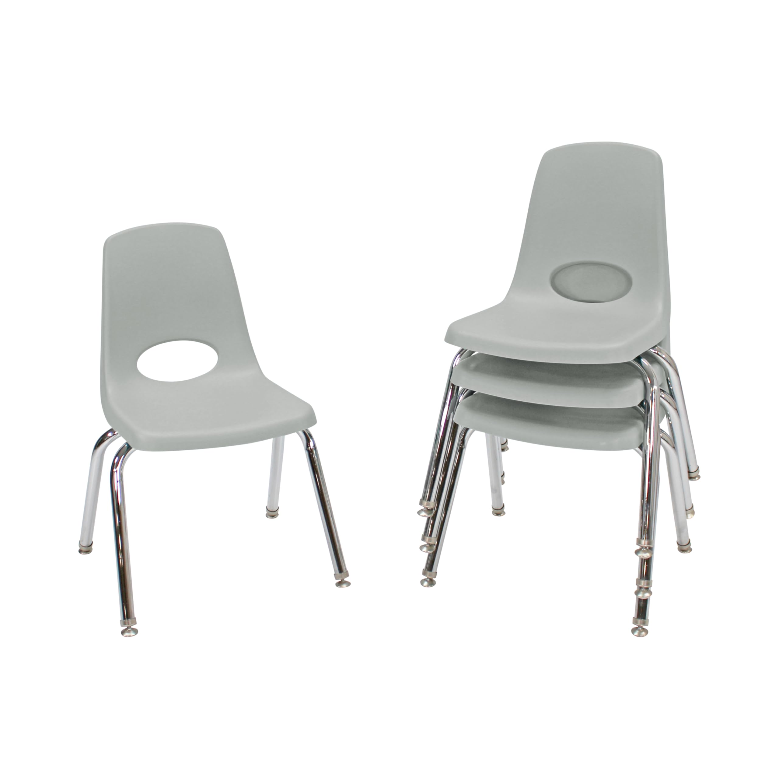 FDP 14" School Stack Chair with Swivel Glides, Light Gray, 4-Pack, 10381-LG