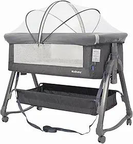 Berço Portátil Moises Co-bed Com Balanço Mosquiteiro e Cesto Cinza - KaBaby