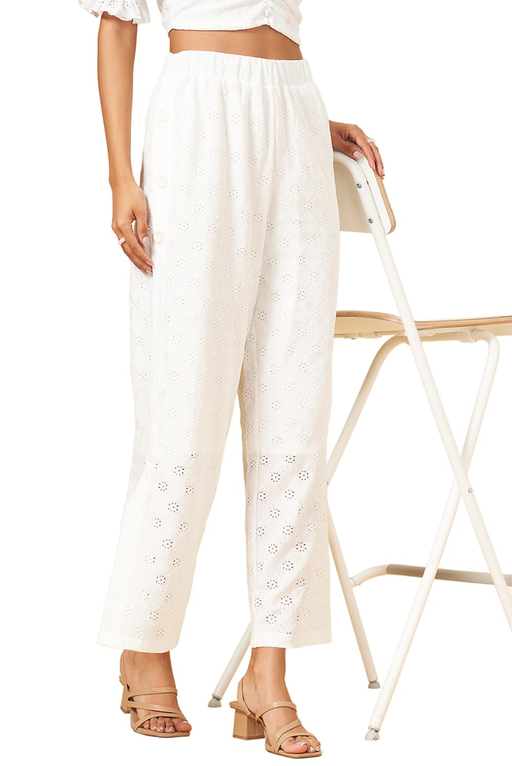 Women's People White Pants Relaxed Fit,Cloud Dancer,S