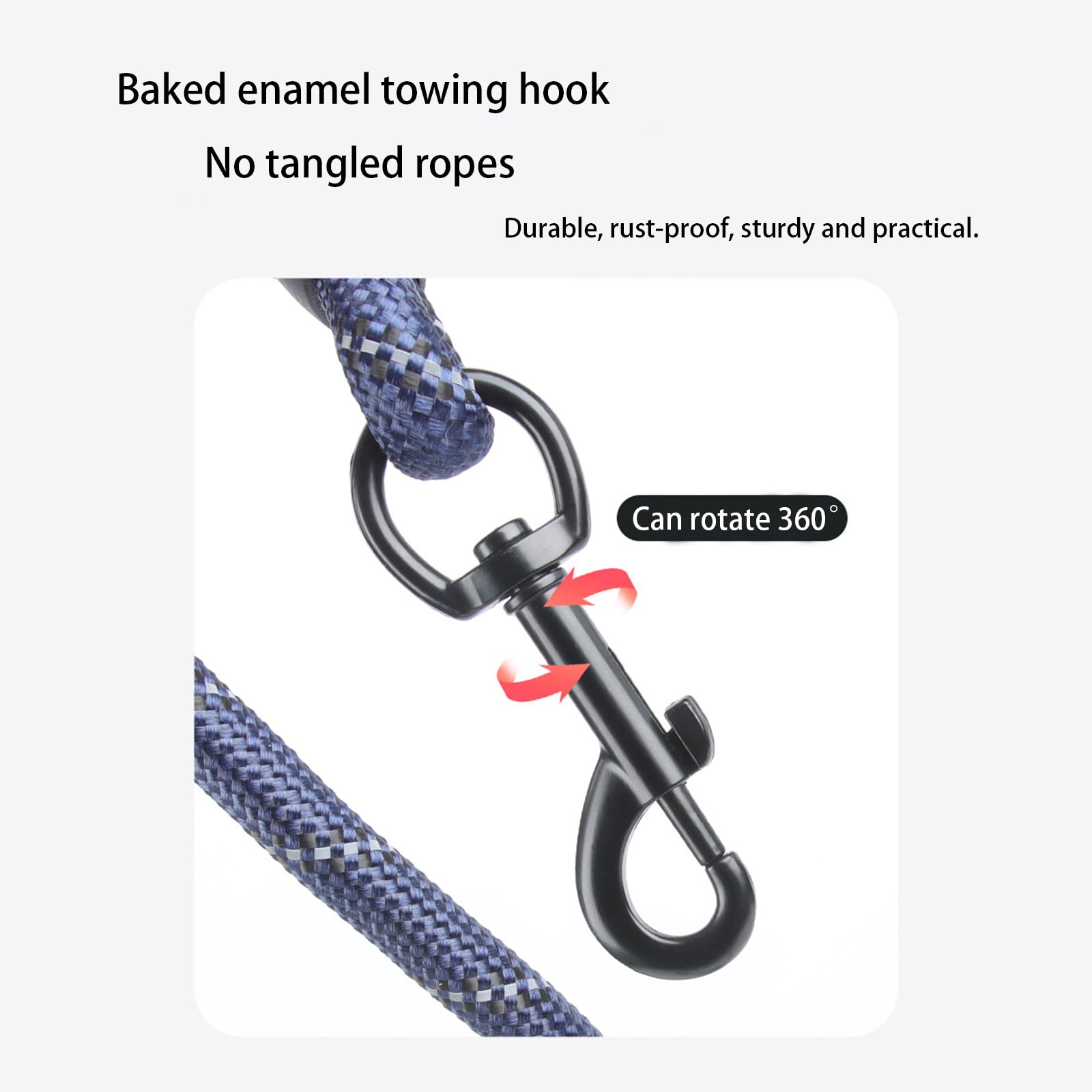 Dog leash, 10m black, using lead nylon reflective explosion-proof punching dog tracking rope with cushioned handle and heavy hook - Image 3