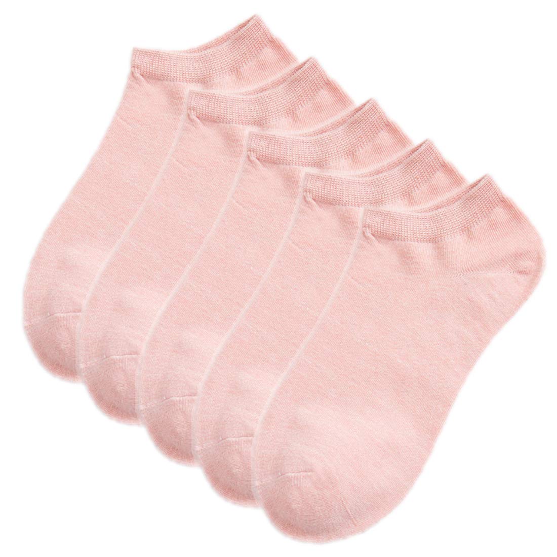 Hamjax Womens Invisible Socks Casual Low Cut Ankle Socks, 5 Pairs, Pink
