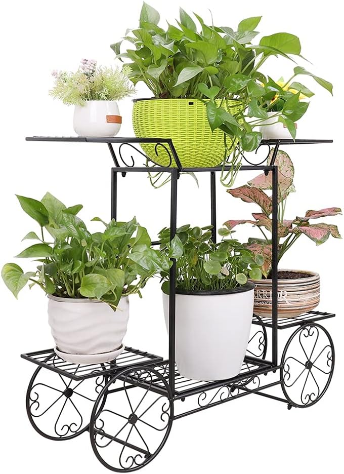 Metal Plant Stand Indoor 6 Tier Garden Cart Plant Holder