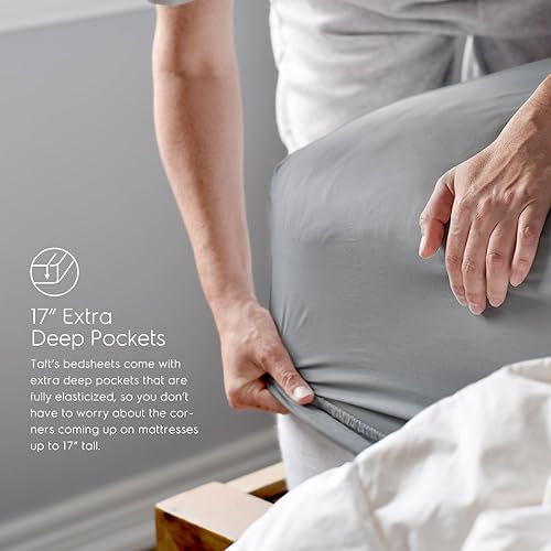Miniatura 4 de TAFTS-Sábanas de bambú tamaño Queen - Juego de sábanas de viscosa de bambú 100% puro - Sábanas de bambú 400TC - 4 piezas - 17 pulgadas Deep Pocket -