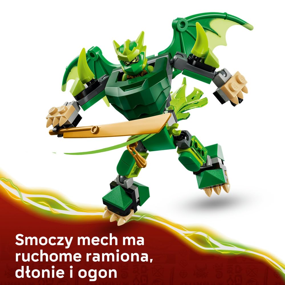 LEGO NINJAGO Smoczy mech Lloyda — zestaw bitewny, zabawka konstrukcyjna, klocki dla chłopca lub dziewczynki, ruchoma figurka mecha i trzy minifigurki ninja, prezent dla dziecka od 6 lat 71862