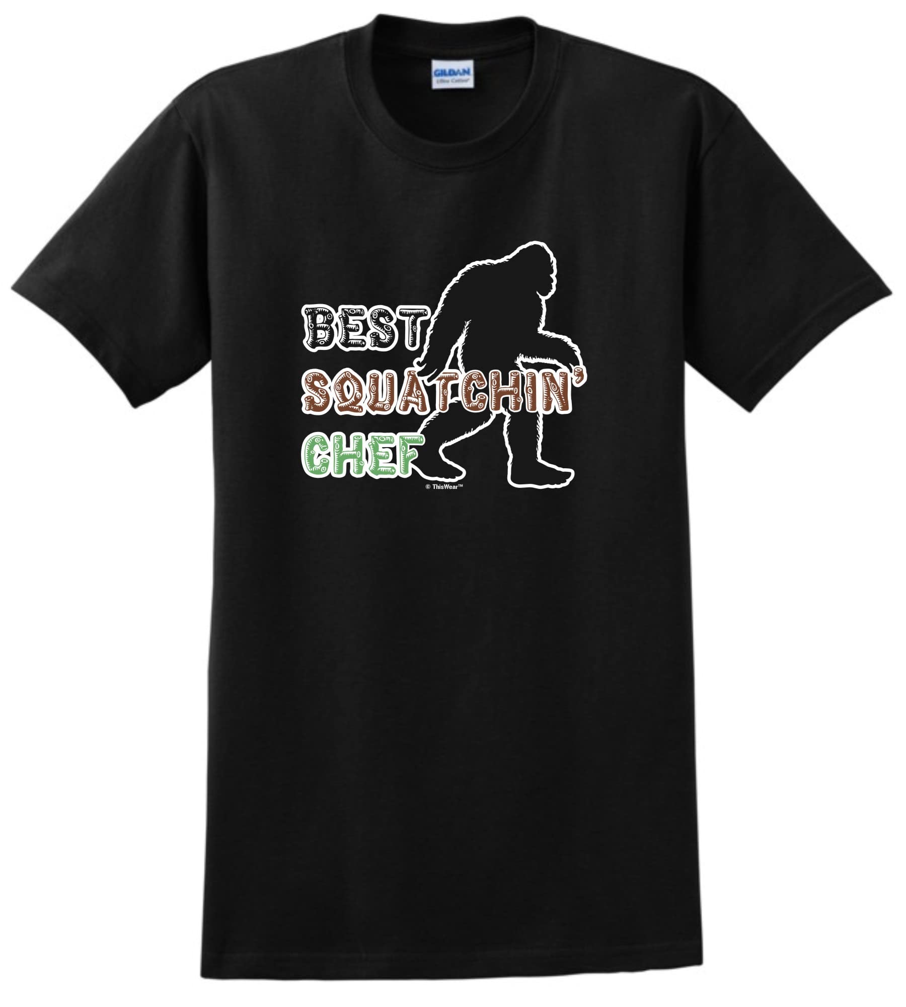 Sasquatch Shirt for Men Best Squatchin Chef Short Sleeve T-Shirt 2X-Large Black