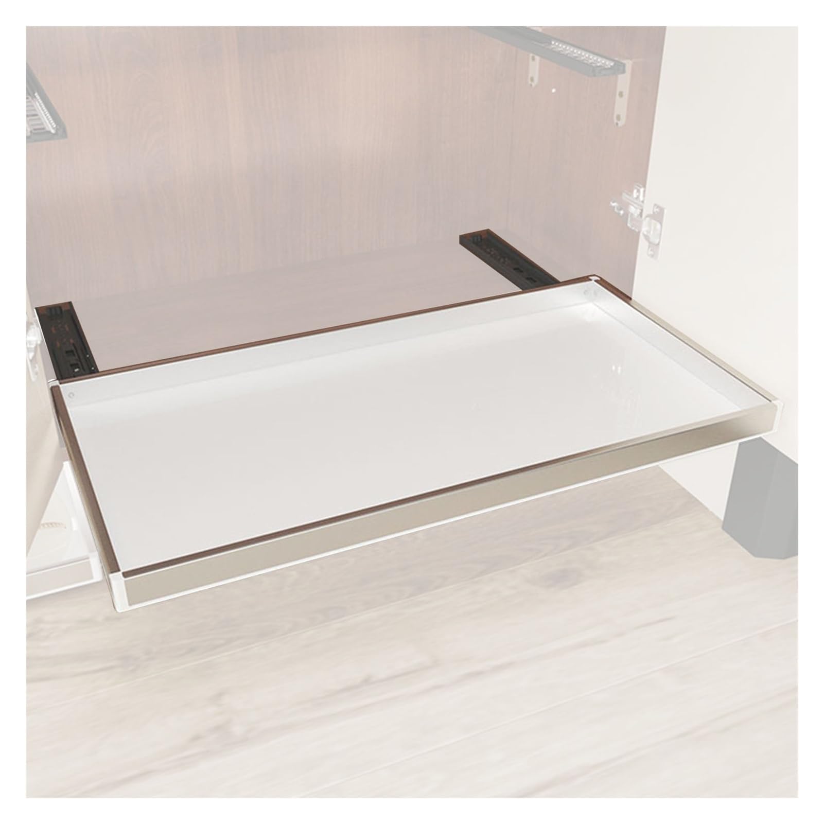 Pull Out Shoe Rack Cabinet Organizer, Closet Slide Rail Shelf, Drawers Tray for Kitchen Pantry Entryway Bedroom Wardrobe(44.2x50cm)