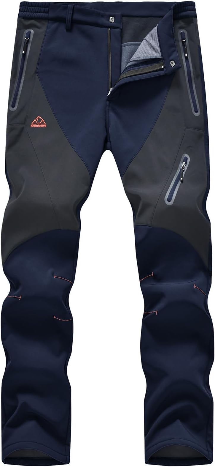 RdrukoMen's Waterproof Trousers Fleece Lined Winter Warm Ski Trousers Outdoor Hiking Walking Fishing Camping Pants with Zip Pockets