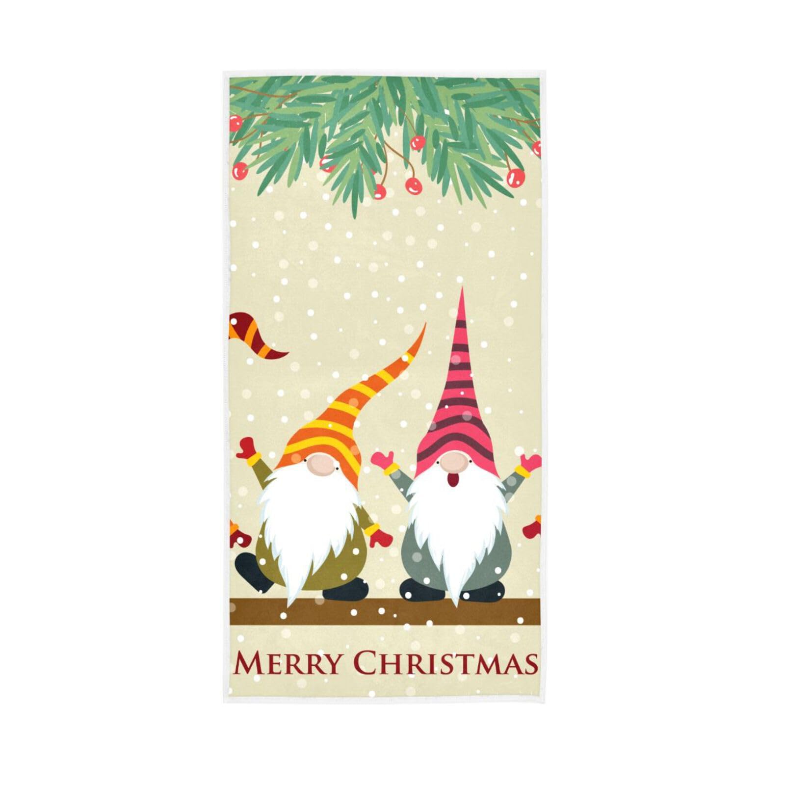 LSRCPD Christmas Gnomes Bathroom Hand Towels, 15 x 30 Inches Decorative Bathroom Towel Printed Hand Towels, Farmhouse Bath Towels