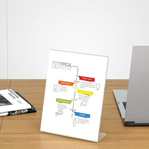 Miniatura 7 de Paquete de 24 soportes acrílicos para letreros de 8.5 x 11 pulgadas, parte trasera inclinada, soporte de plástico transparente para mesa, para