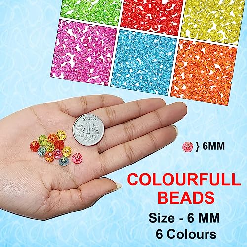 Image of 900 Pcs Rainbow Crystal Beads for Jewellery Making Kit, Embroidery, Bead Craft, Multicolour DIY Beads for Bracelet Making Kit, Beading, Beadwork, Crafting - 8mm, 180g, Pearls for Craft