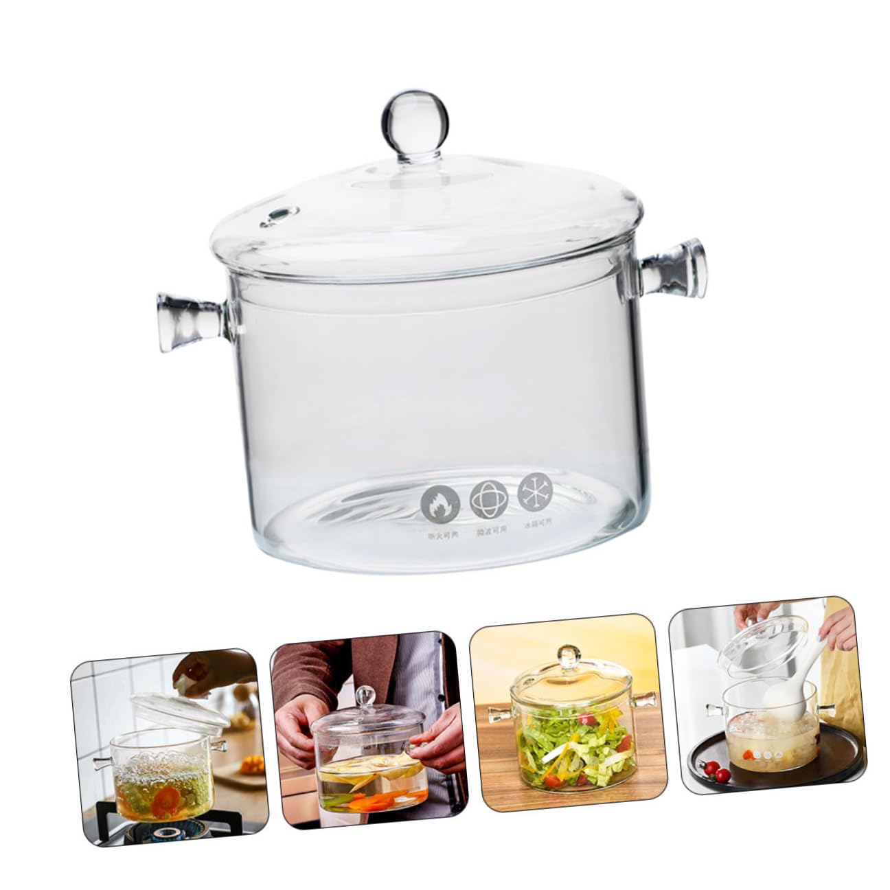 VANZACK 1500ml Glas Schüssel mit Deckel Hitzebeständig Klarsichtiger Glasbehälter Mikrowellengeeignet für Salat und Aufbewahrung in Küche