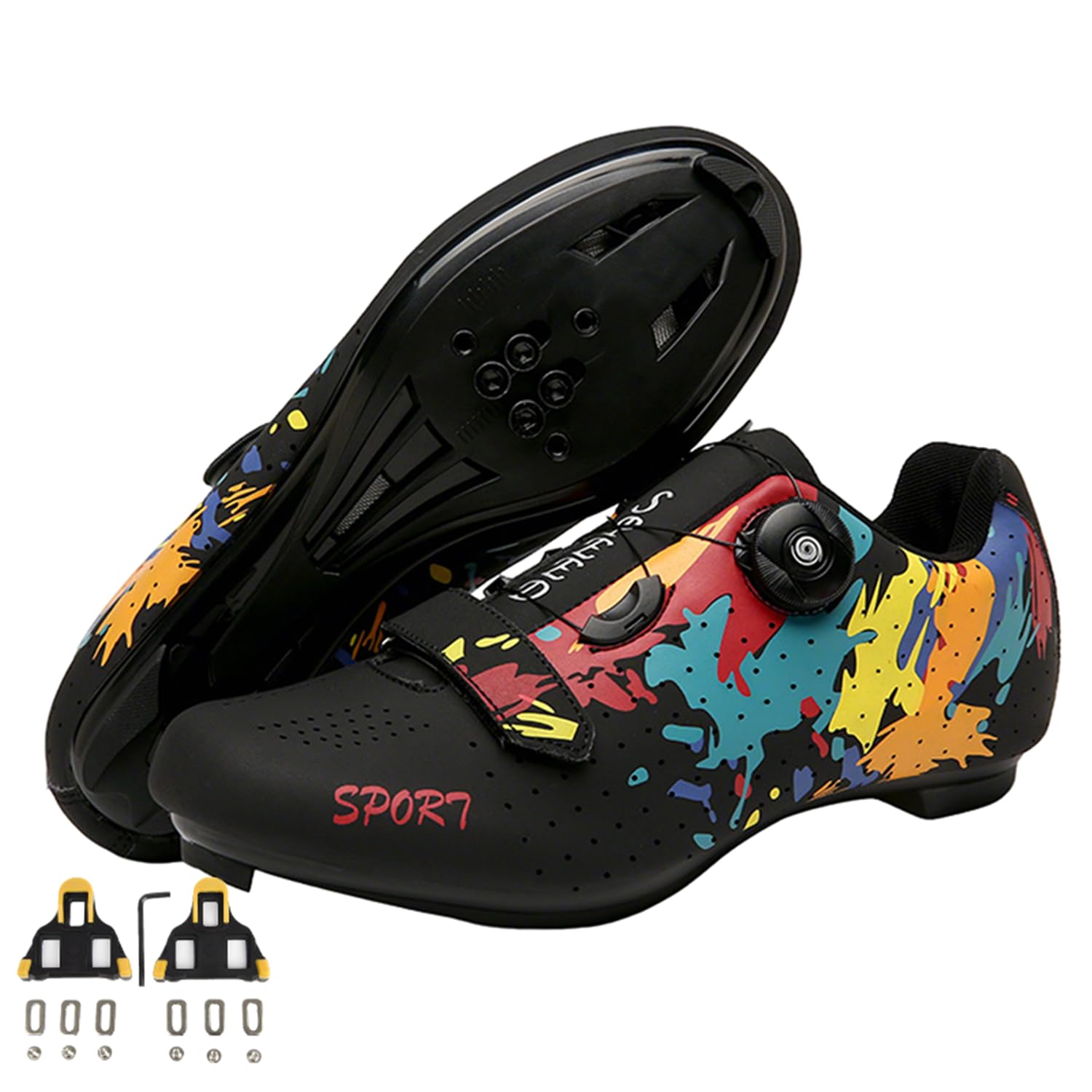 Zapatos de Ciclismo para Hombre Mujer, Bicicleta de Carretera MTB Zapatillas de Ciclismo Unisex Adulto compatibles con Pedal SPD-SL e instalación Compatible SPD/Look KEO Cleats 36-47
