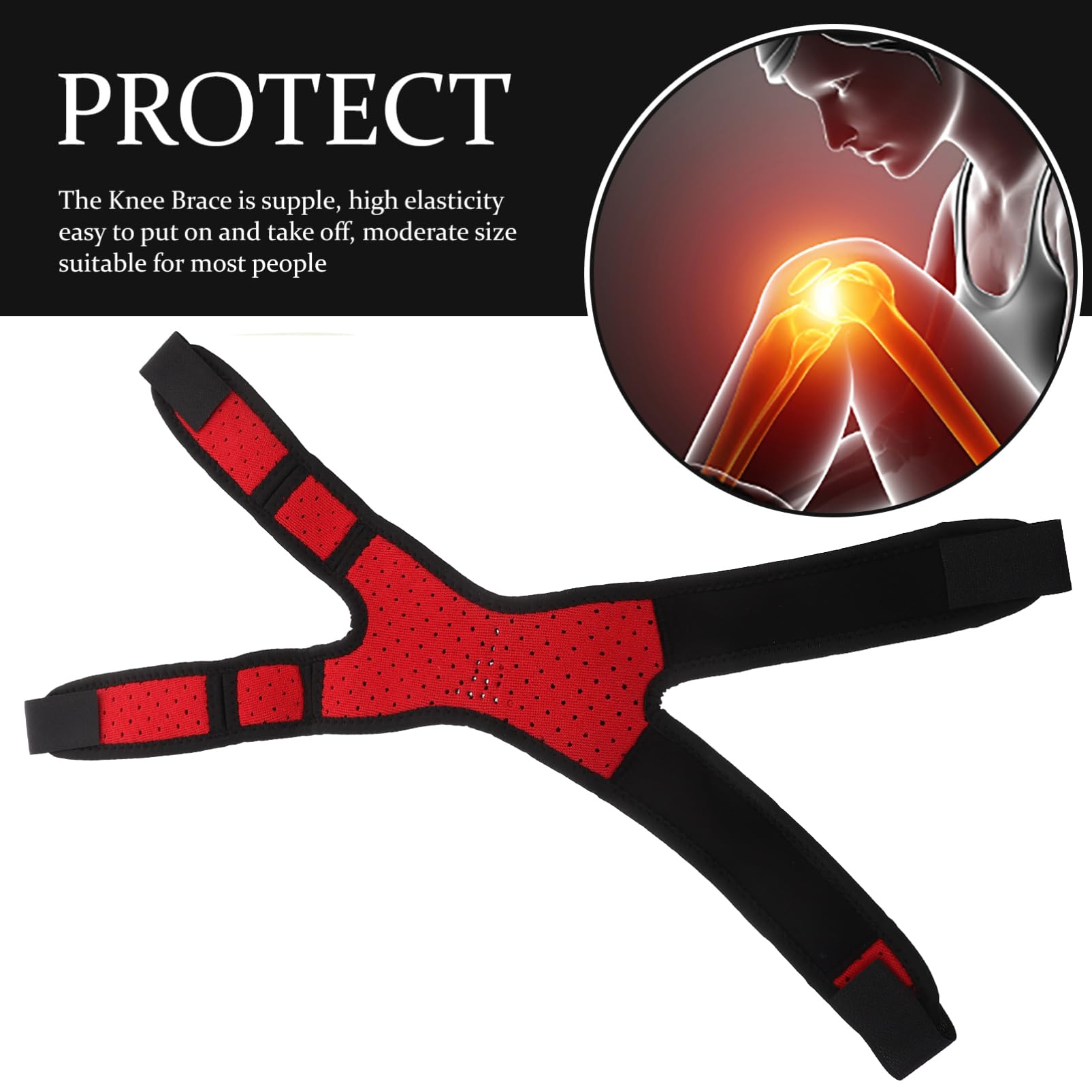 FRCOLOR Sports Knee Brace Compression Patella Strap Lightweight Wear-resistant Support for Running Hiking Basketball for Weightlifting Volleyball Comfortable