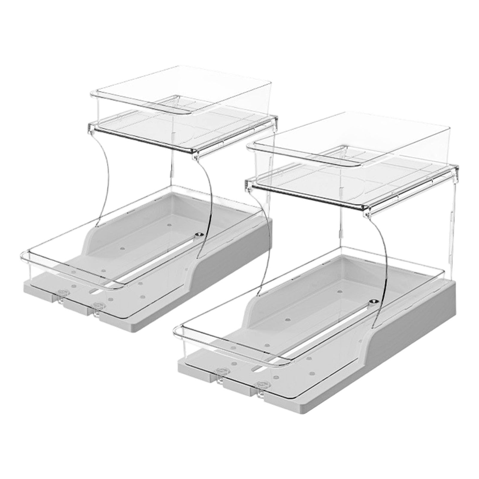 2Pcs Pull Out 2 Tiers Under Sink Organizers Clear Cabinet Organizers for Kitchen Bathroom Storage Rotating Storage Rack Bathroom Organization Rack