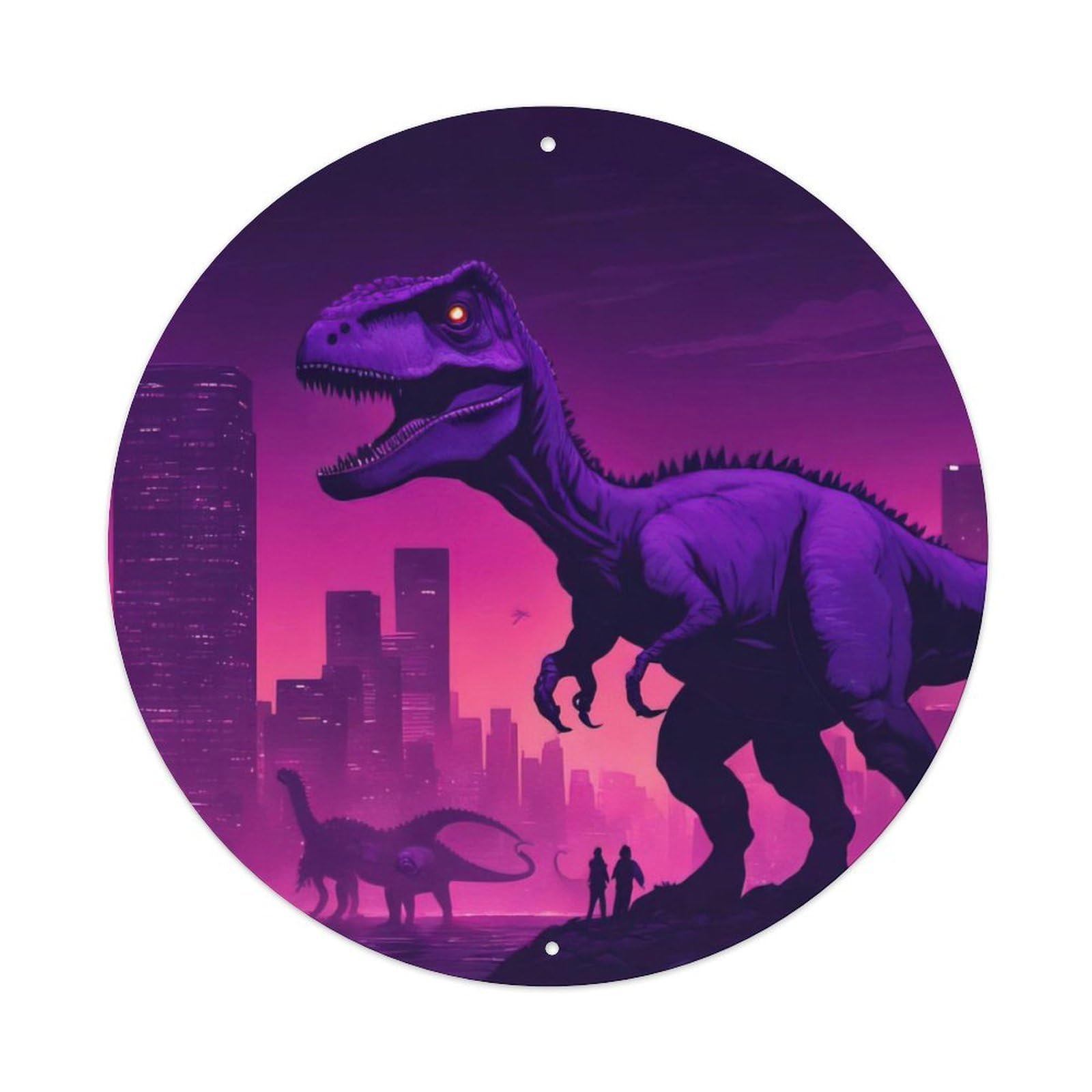 Dinosauria Animal Purple Tyrannosaurus Rex Prehistoric Dinosaurs Metal Tin Sign