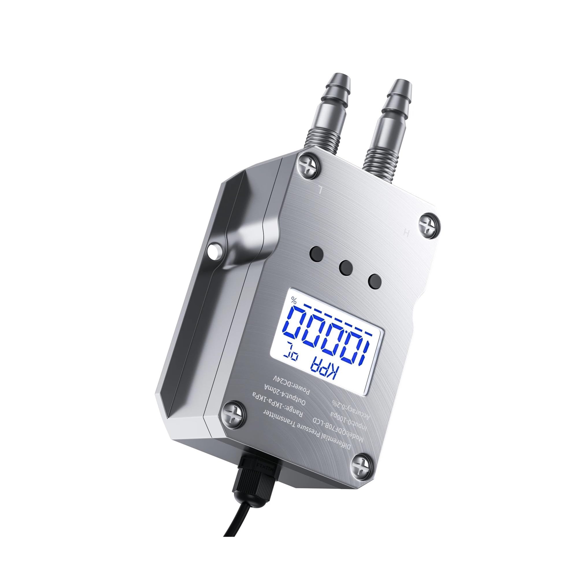 MXXDMOPD Differential Pressure Transmitter 0-100pa 0-500pa 0-1Kpa 0-2Kpa to 4-20mA 0-10V RS485 Differential Pressure Sensor(0-10v,0-10Kpa)