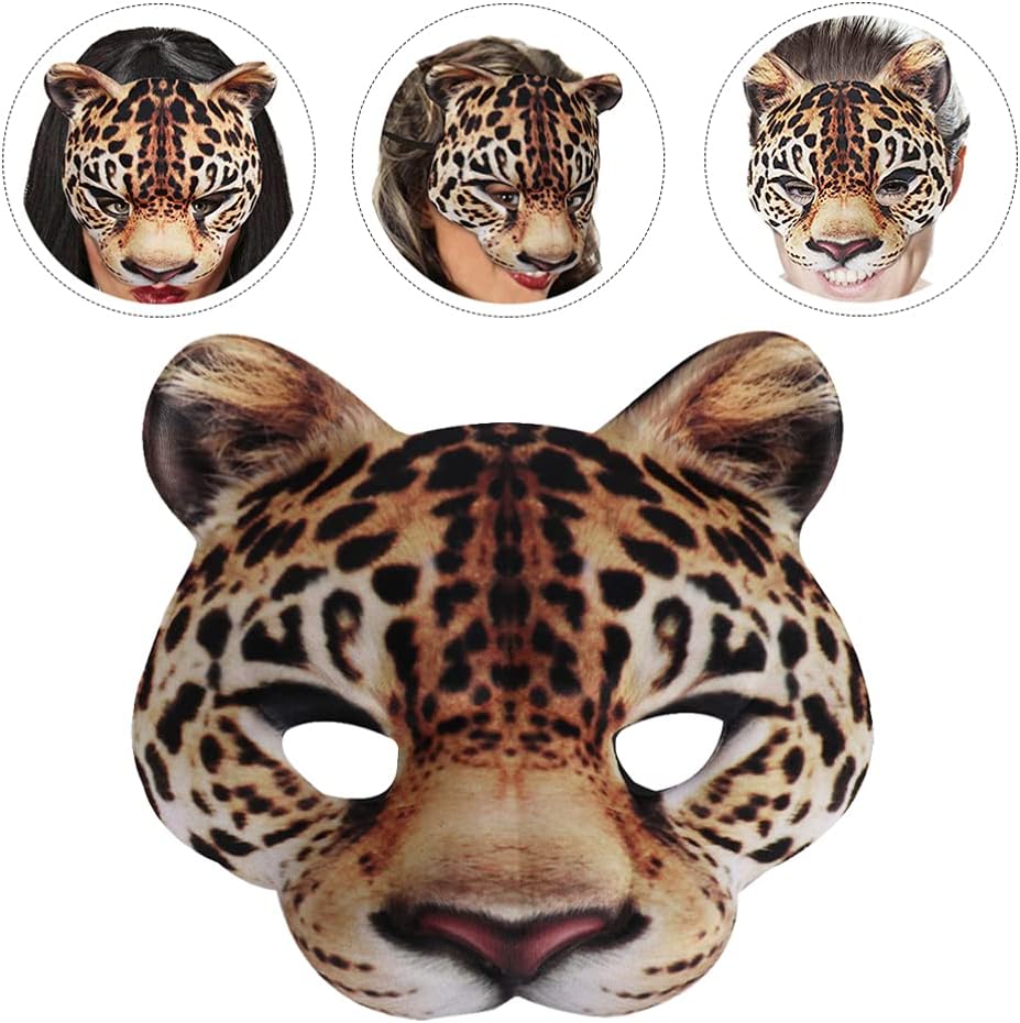 Amosfun Half Face Masquerade Masks Venetian Animal Leopard Half Masks Costumes Mardi Gras Masks with Bells Cosplay Kabuki Cat Masks for Masquerade Dancing Party : Toys & Games