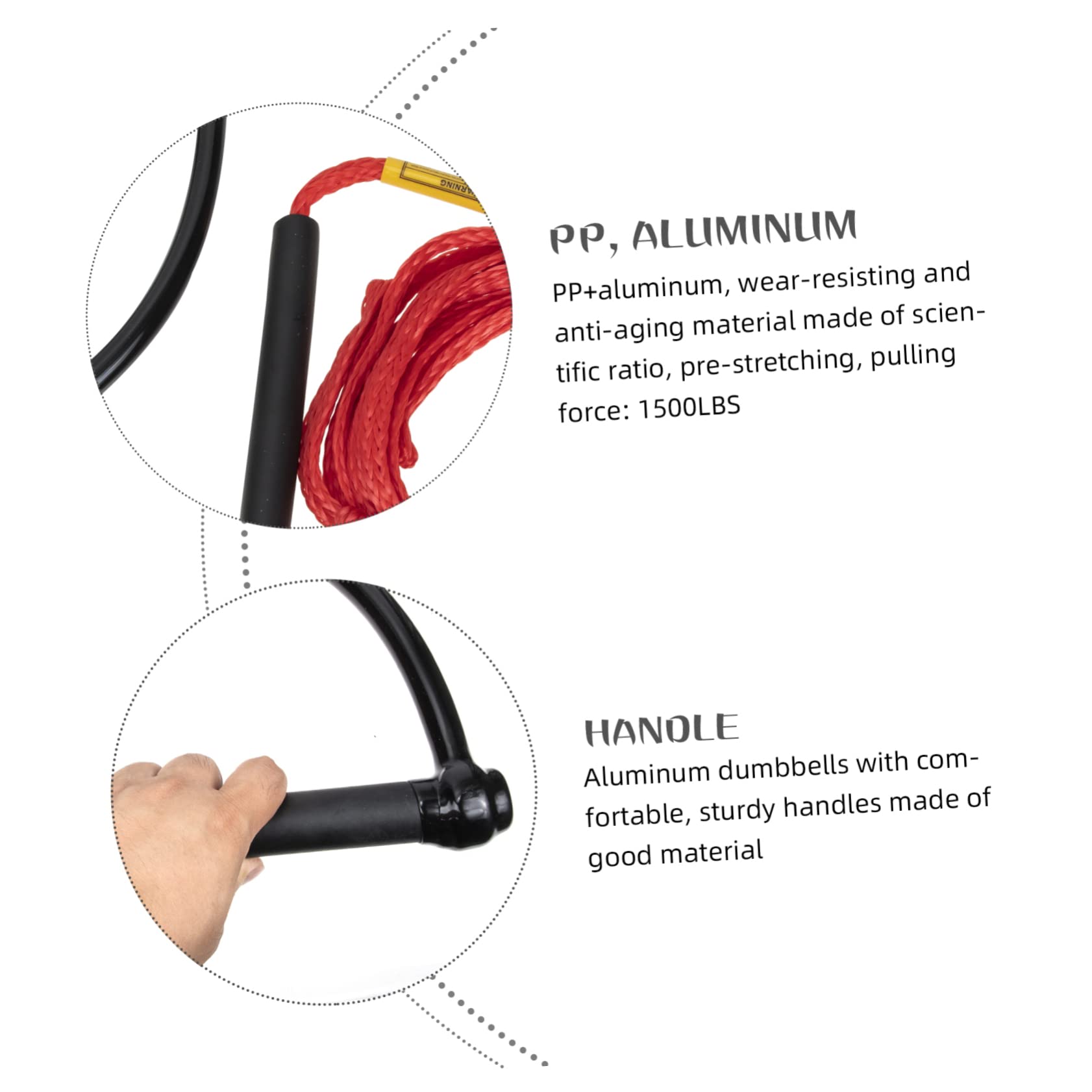 Mikikit Water Skiing Rope Wear Resistant Water Sports Supply with Durable Handle for Comfortable Grip for Water Skiing Activities Feet