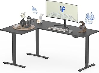 L-Shaped Standing Desk 180x120cm, Electric Height Adjustable Corner Stand up Desk, Sit Stand Computer Workstation with 4 Memory Controls, Left or Right Setup, Black