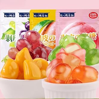 Peelable Gummies,Mango White Peach Soft Candy,Fruit Juice Fudge,Grape Gummy Candy,Peeling Sweets Candy,Casual Desserts,Wedding Candies,Instant Healthy Chinese Snacks (Purple Grape,1bag)